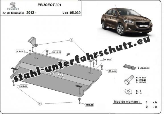 Unterfahrschutz für Motor und Getriebe aus Stahl für  Peugeot 301