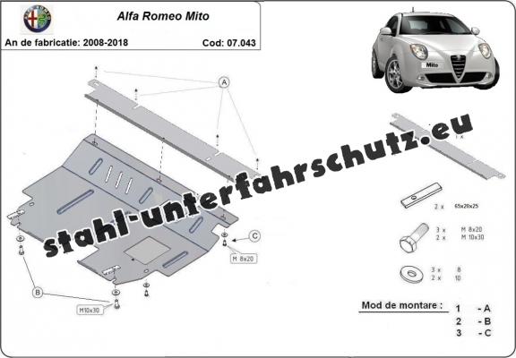Unterfahrschutz für Motor der Marke Alfa Romeo Mito