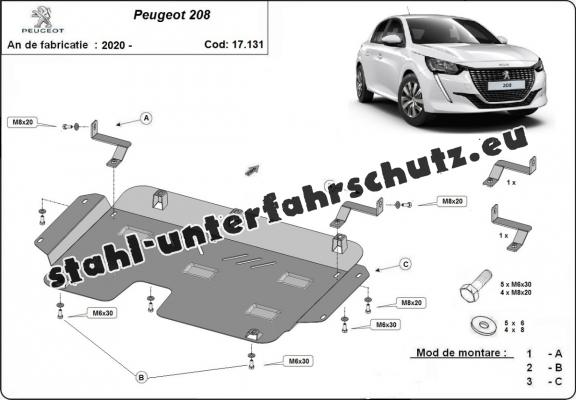 Unterfahrschutz für Motor der Marke Peugeot 208