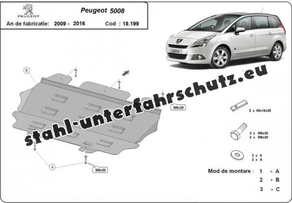 Unterfahrschutz für Motor und Getriebe aus Stahl für  Peugeot 5008