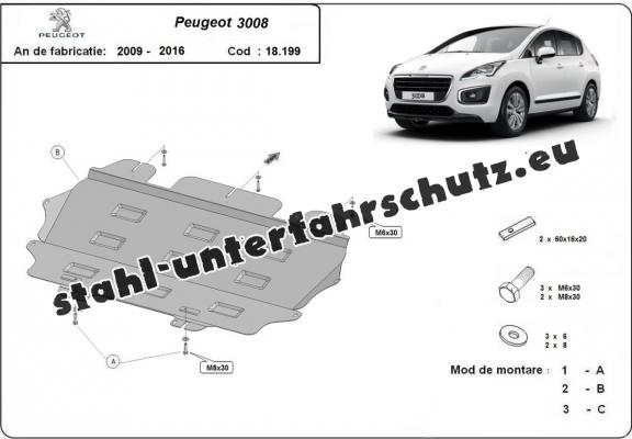 Unterfahrschutz für Motor und Getriebe aus Stahl für  Peugeot 3008