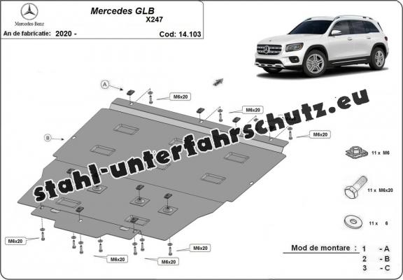 Unterfahrschutz für Motor der Marke Mercedes GLB X247
