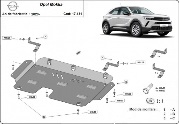 Unterfahrschutz für Motor der Marke Opel Mokka B
