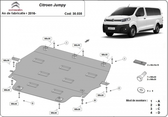 Unterfahrschutz für Motor der Marke Citroen Jumpy