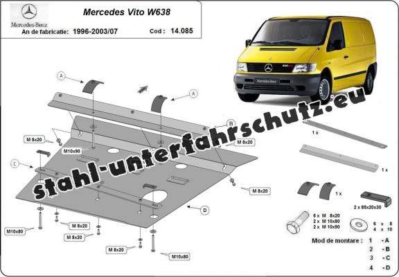 Unterfahrschutz für Motor und Getriebe aus Stahl für  Mercedes Vito