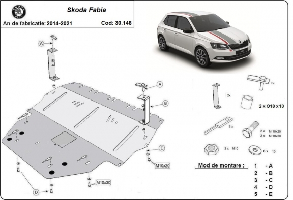 Unterfahrschutz für Motor der Marke Skoda Fabia 3 Diesel
