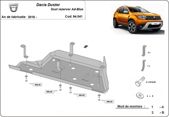 Stahlschutz für AdBluetank der Marke Dacia Duster