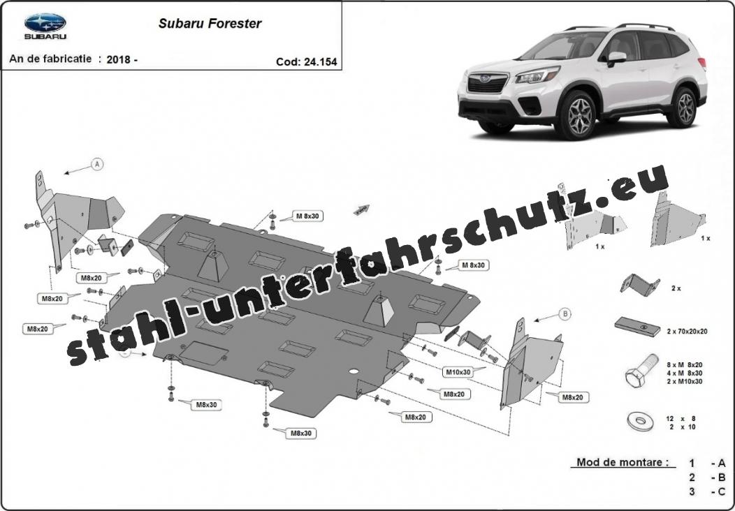 mad Vertrieb Bense - Unterfahrschutz, Unterbodenschutz Subaru Forester, Typ  SK, Motor 2.0/2.5 AT ab Baujahr 04.2018 - (Getriebe/Aluminium 3 mm)