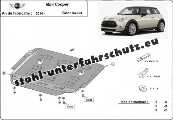 Unterfahrschutz für Motor und Getriebe aus Stahl für  Mini Cooper 