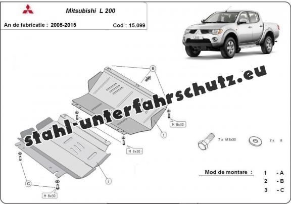 Unterfahrschutz für Motor und  kühler aus Stahl für  Mitsubishi L 200