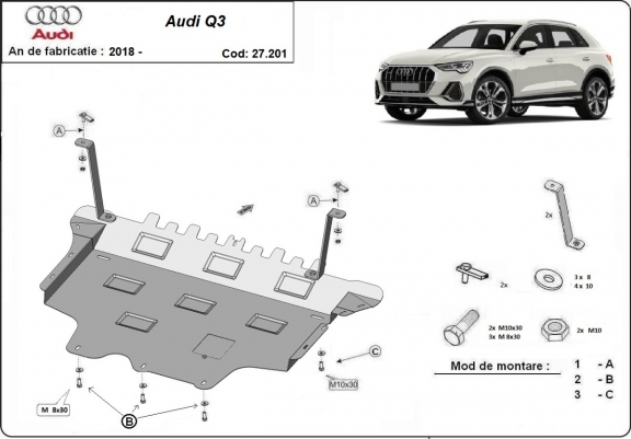 Unterfahrschutz für Motor der Marke Audi Q3