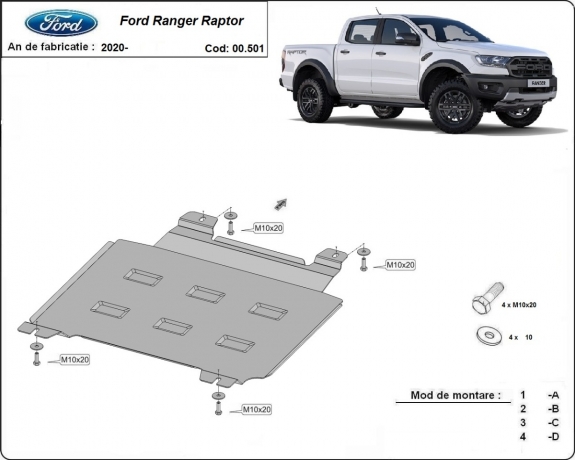 Stahl Getriebe Schutz für Ford Ranger Raptor