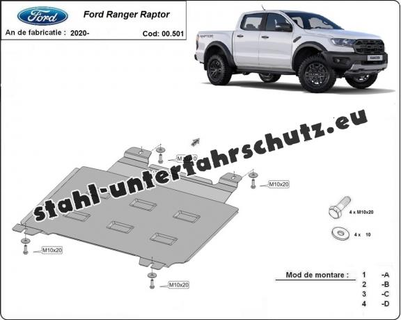 Stahl Getriebe Schutz für Ford Ranger Raptor