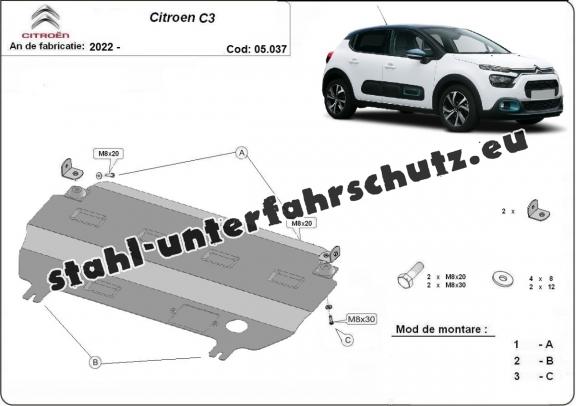 Unterfahrschutz für Motor der Marke Citroen C3