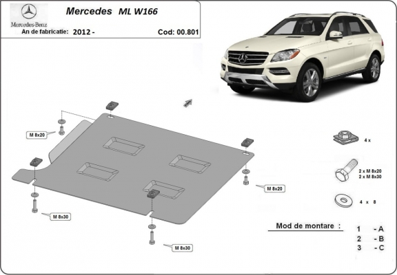 Stahl Getriebe Schutz für Mercedes ML W166