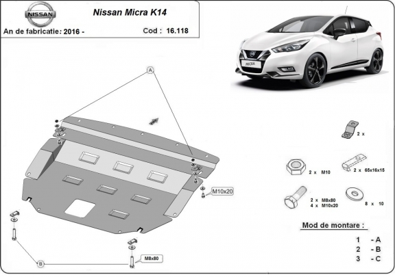 Unterfahrschutz für Motor der Marke Nissan Micra