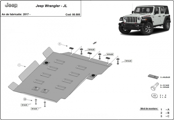 Getriebe schutz aus Stahl für Jeep Wrangler - JL