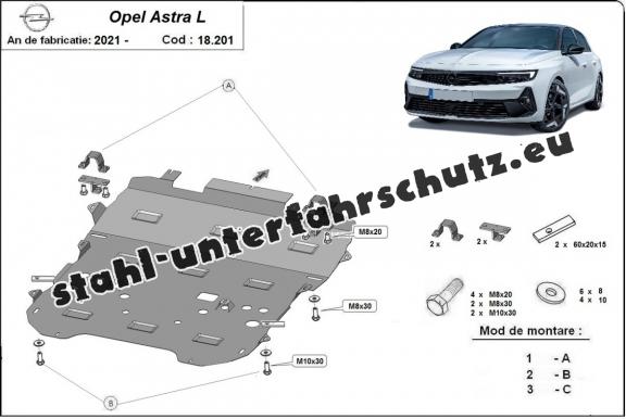 Unterfahrschutz für Motor der Marke Opel Astra L