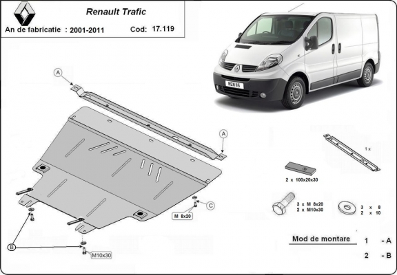 Unterfahrschutz für Motor der Marke Renault Trafic 2