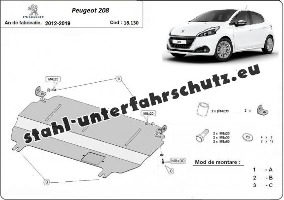 Unterfahrschutz für Motor der Marke Peugeot 208