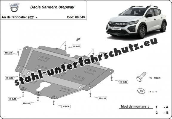 Unterfahrschutz für Motor der Marke Dacia Sandero 3 Stepway