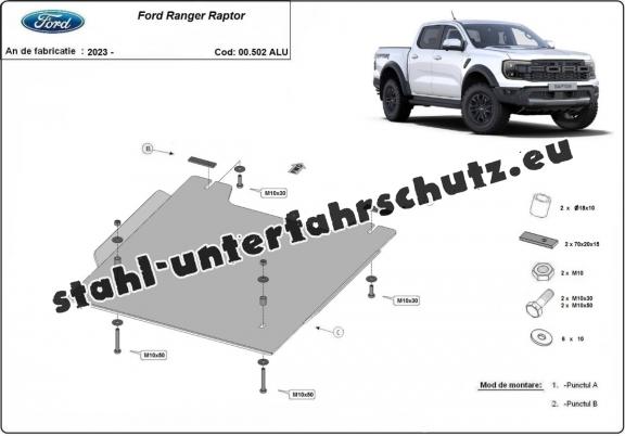 Aluminium Unterfahrschutz für Verteilergetriebe Ford Ranger Raptor