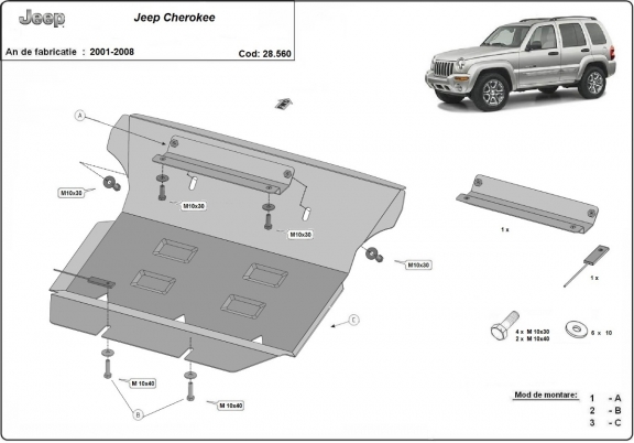 Unterfahrschutz für Motor der Marke Jeep Cherokee - KJ