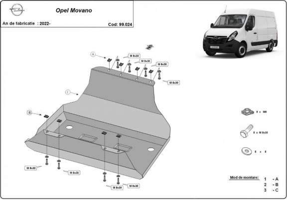 Stahlschutz für Treibstofftank der Marke Opel Movano C 