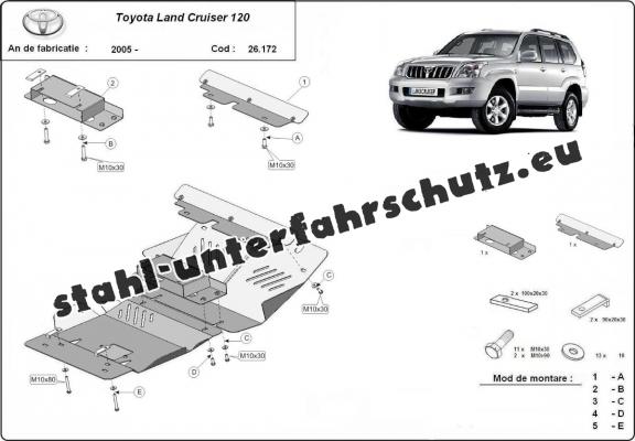 Aluminium Unterfahrschutz für Motor der Marke Toyota Land Cruiser J120