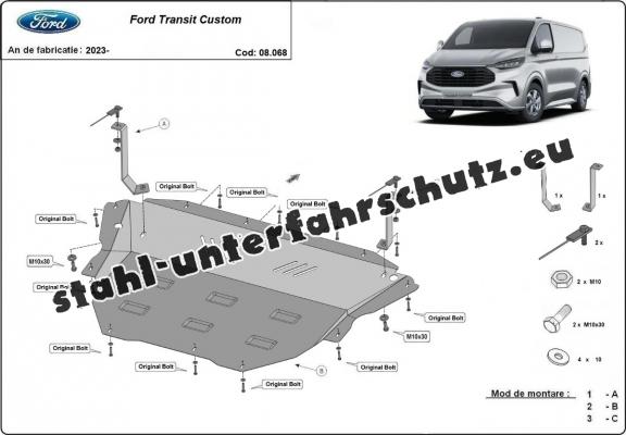 Unterfahrschutz für Motor und Getriebe aus Stahl für  Ford Transit Custom