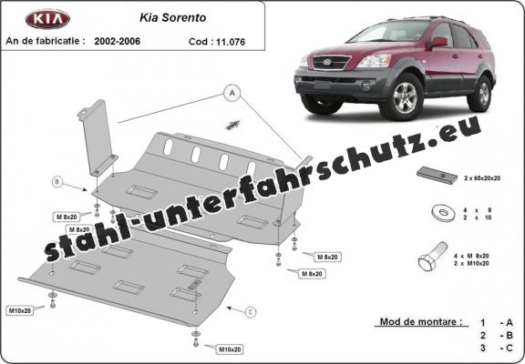 Unterfahrschutz für Motor und  kühler aus Stahl für  Kia Sorento