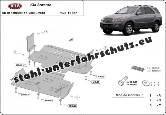 Unterfahrschutz für Motor und  kühler aus Stahl für  Kia Sorento