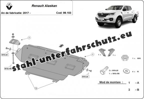 Kühlerschutz für unten aus Stahl für Renault Alaskan