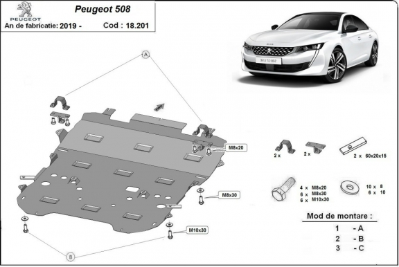 Unterfahrschutz für Motor der Marke Peugeot 508