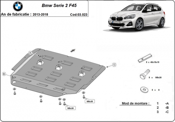 Unterfahrschutz für Motor der Marke  BMW Seria 2 F45 / F46	
