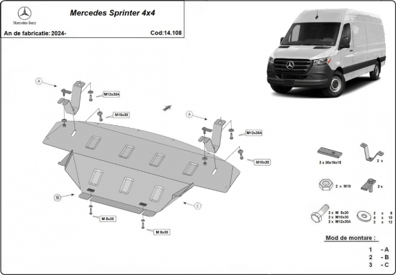 Unterfahrschutz für Motor der Marke Mercedes Sprinter 907  4x4