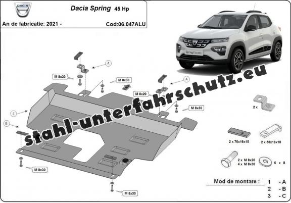 Aluminium  Unterfahrschutz Dacia Spring 