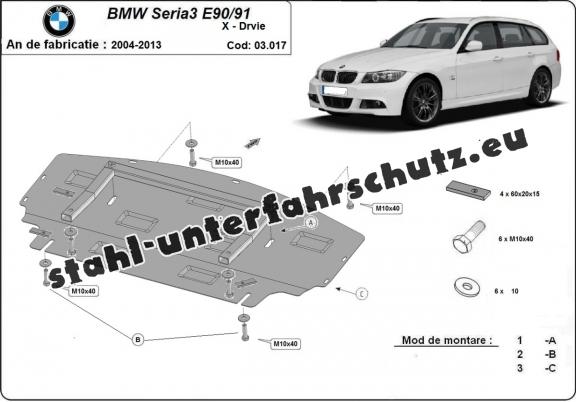 Kühlerschutz für unten aus Stahl für BMW seria 3 - E90