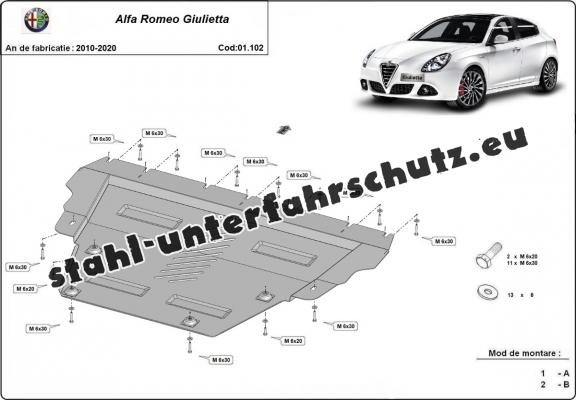 Unterfahrschutz für Motor der Marke Alfa Romeo Giulietta