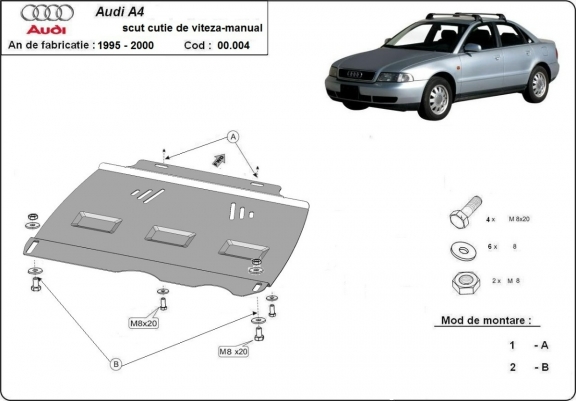 Unterfahrschutz für Schaltgetriebe aus Stahl für   Audi A4  B5