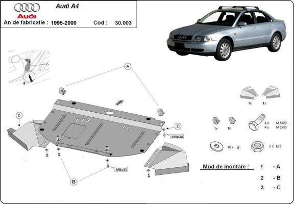 Unterfahrschutz für Motor der Marke Audi A4  B5