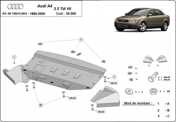 Unterfahrschutz für Motor der Marke Audi A4  B5