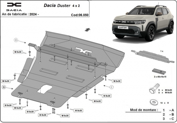 Unterfahrschutz für Motor der Marke Dacia Duster - 4x2