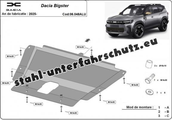 Aluminium Unterfahrschutz für Motor der Marke Dacia Bigster - 4x4 +4x2