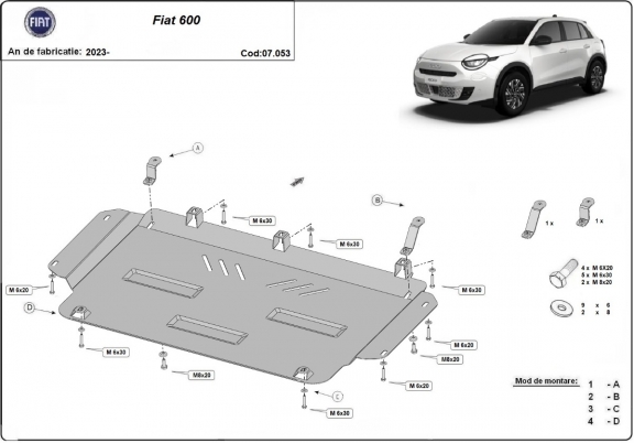 Unterfahrschutz für Motor der Marke Fiat 600