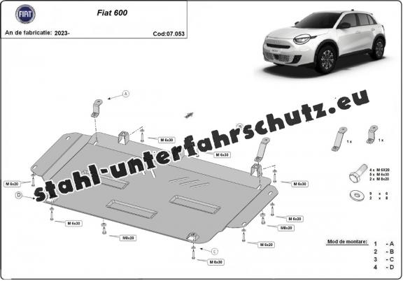 Unterfahrschutz für Motor der Marke Fiat 600