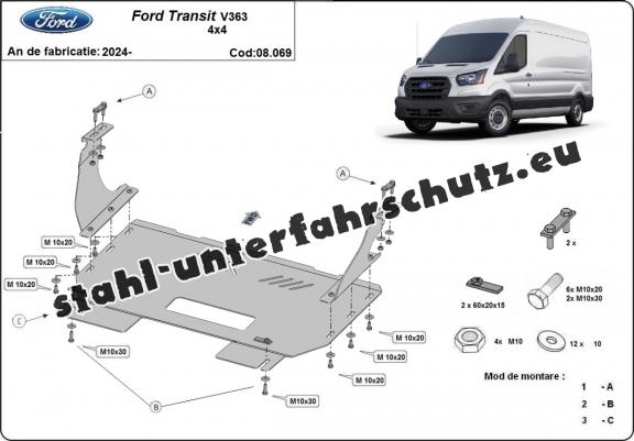 Unterfahrschutz für Motor und Getriebe aus Stahl für  Ford Transit V363 4x4