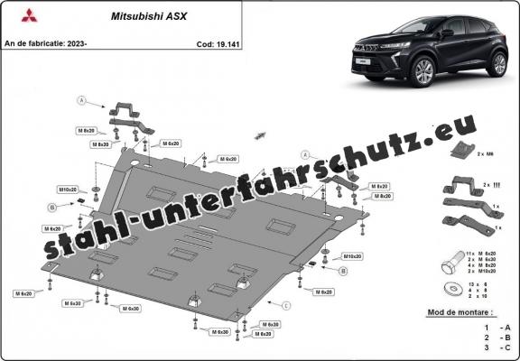 Unterfahrschutz für Motor und Getriebe aus Stahl für  Mitsubishi ASX