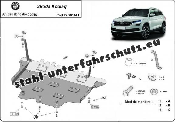 Aluminium Unterfahrschutz für Motor der Marke Skoda Kodiaq
