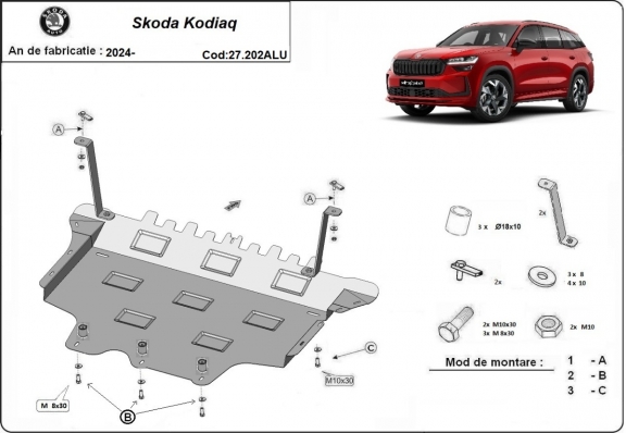 Aluminium Unterfahrschutz für Motor der Marke Skoda Kodiaq